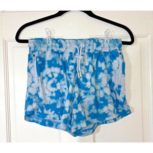 Athleta Shorts Girl Size XXL/16 Blue White Watercolor Print Athletic Drawstring